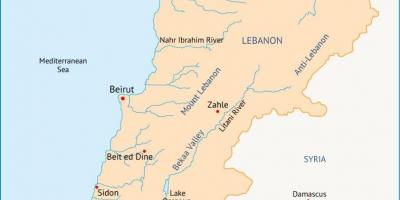 レバノンの河川の地図