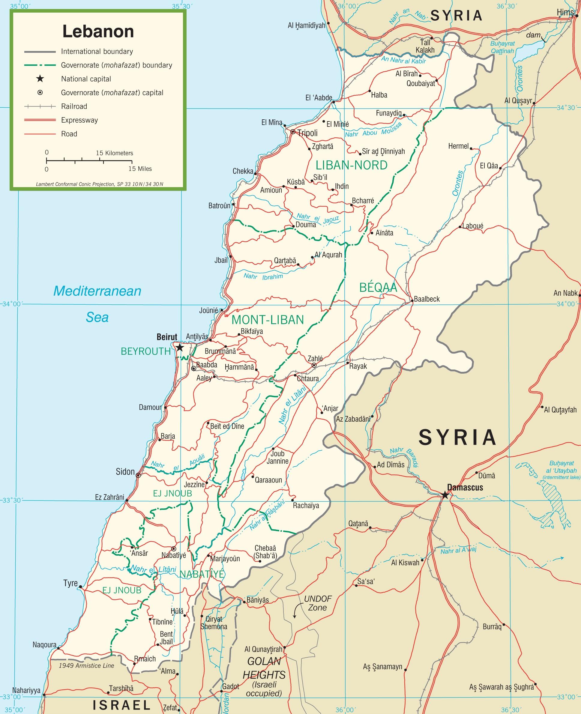 レバノン道路地図 レバノン道路地図 西アジア アジア