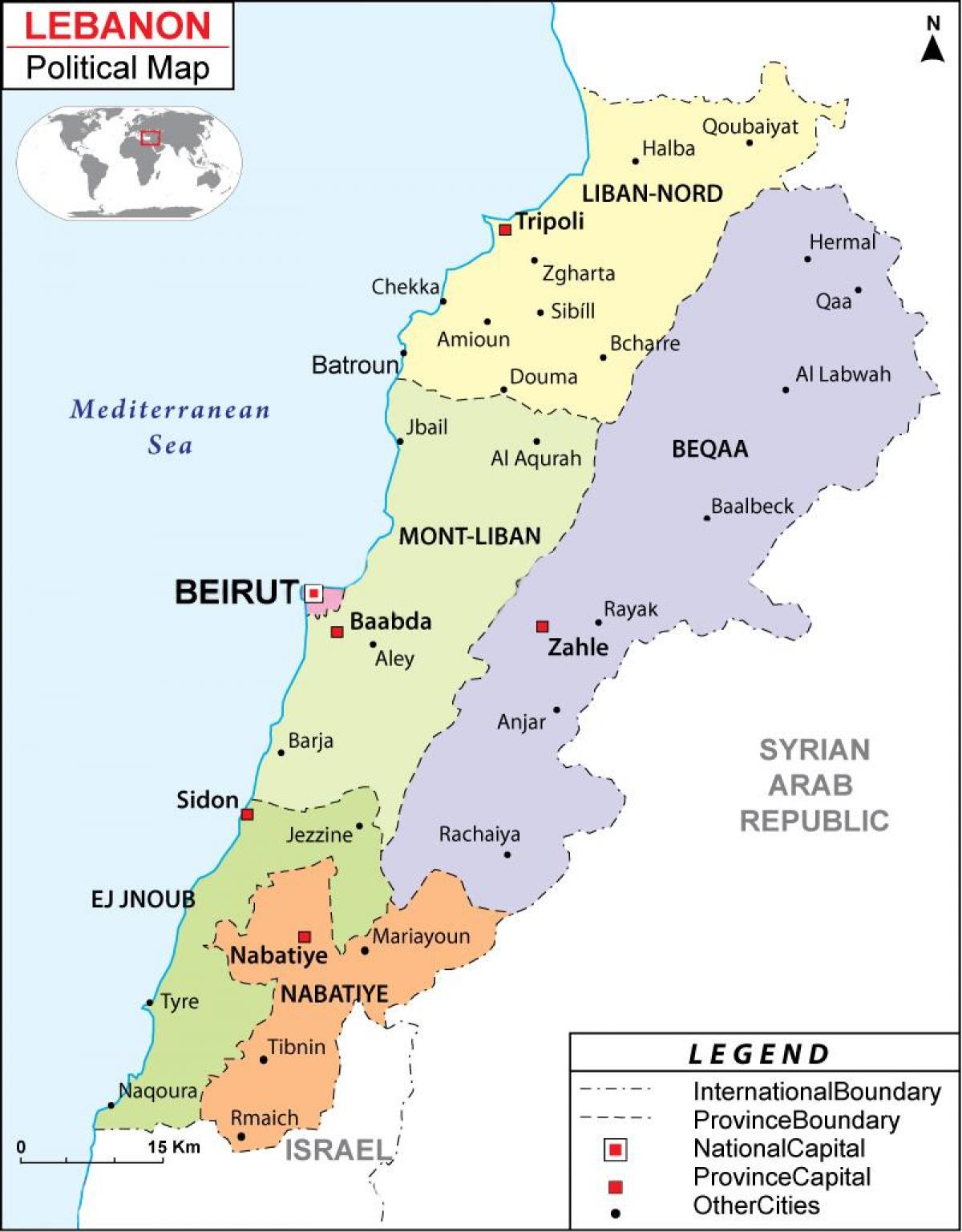 地図のレバノン政治