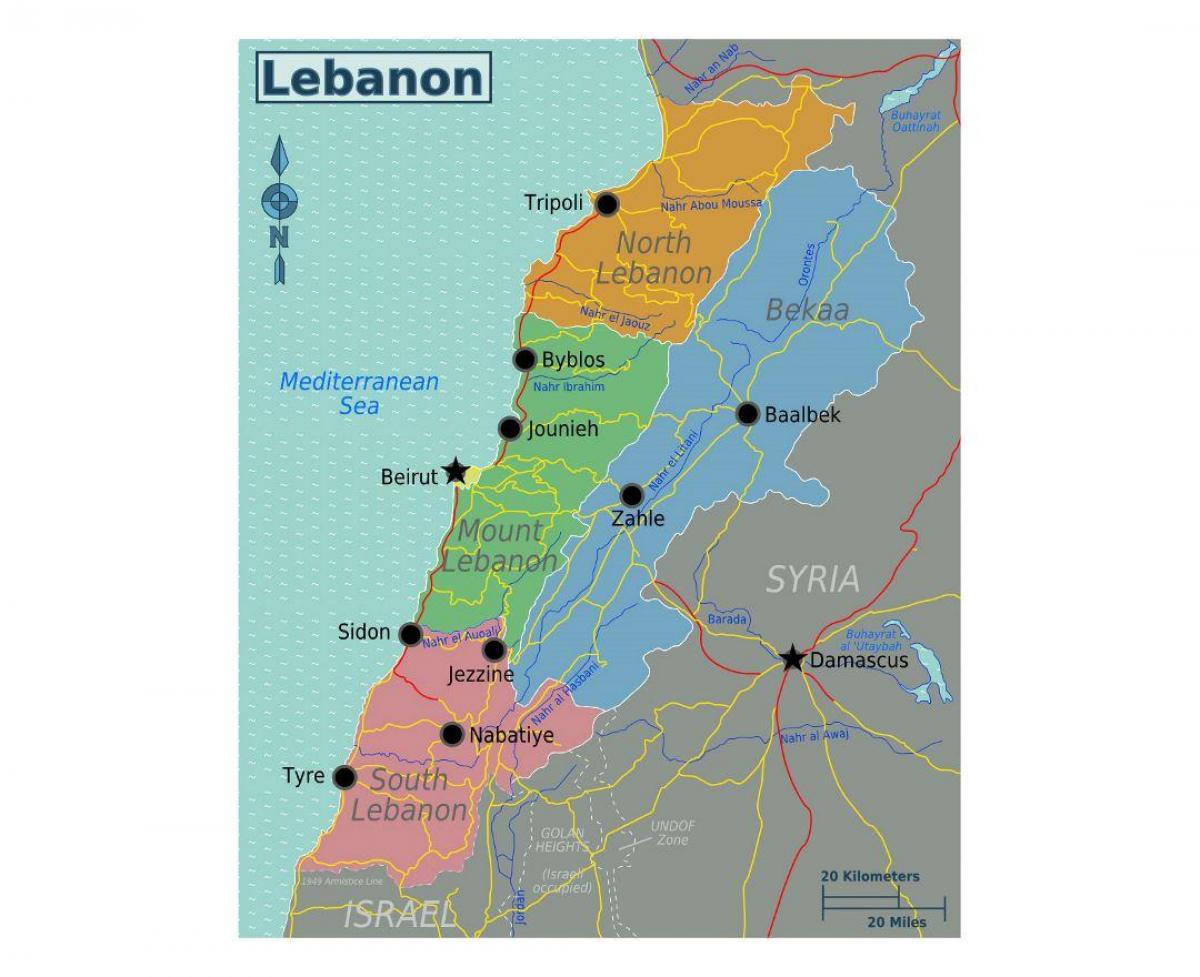 地図のレバノン観光