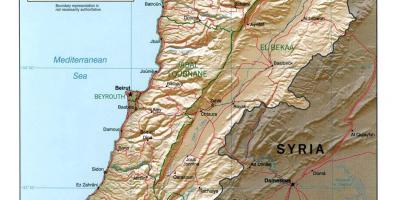 地図のレバノン地形
